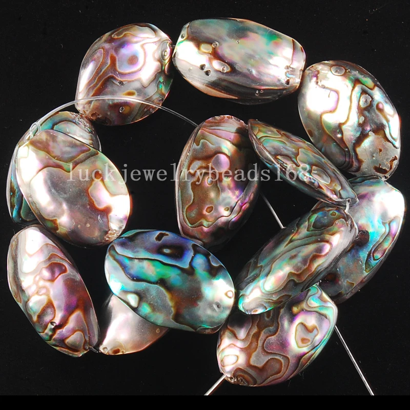 Fashion Jewelry  20x24~18x32mm Natural Ablone Shell Oval Egg Loose Beads FG6510