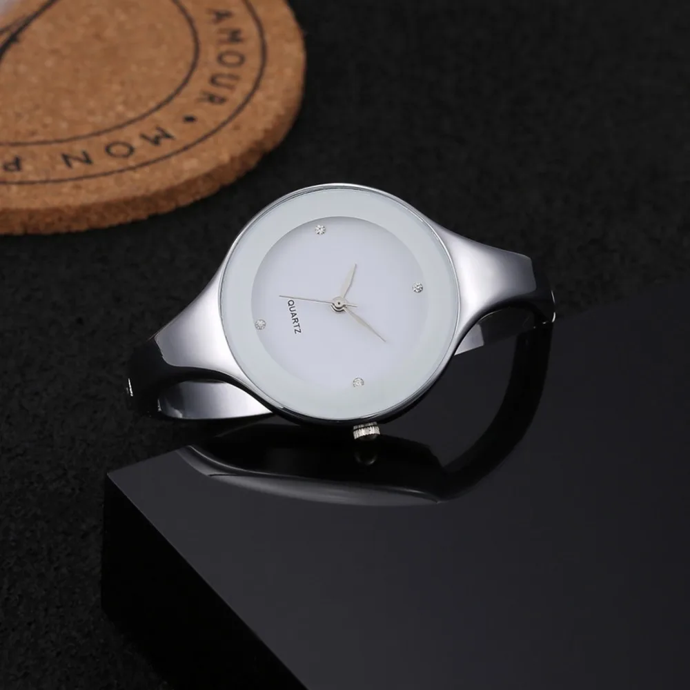 Montre de luxe en cristal pour femmes, Simple, à la mode, en acier inoxydable, horloge