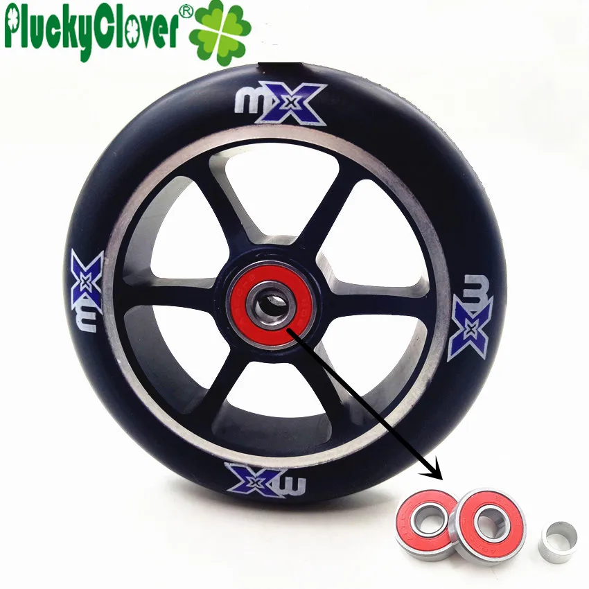 1pc 100mm 85A High Elastic Stunt Kick Scooter Roller Wheel White PU with Aluminium Alloy and Fast Bearing size 608 with Spacers