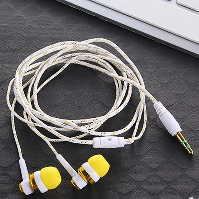High Quality Wired Earphone Brand New Stereo In-Ear 3.5mm Nylon Weave Cable Earphone Headset With Mic For Laptop Smartphone #20