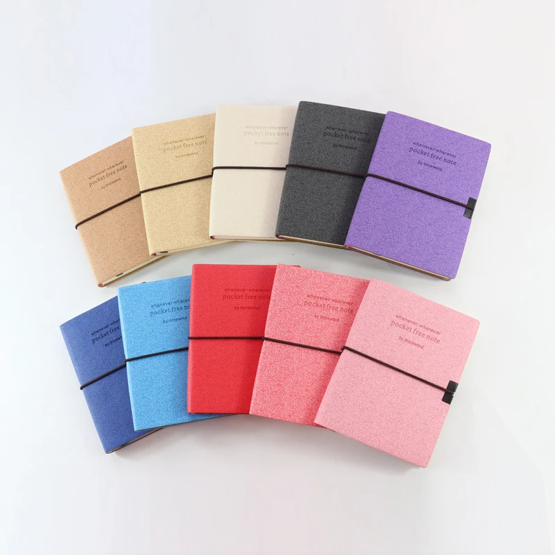 Domikee cute South Korea leather pocket band office school travelers journal notebooks line paper stationery supplies A7,10color