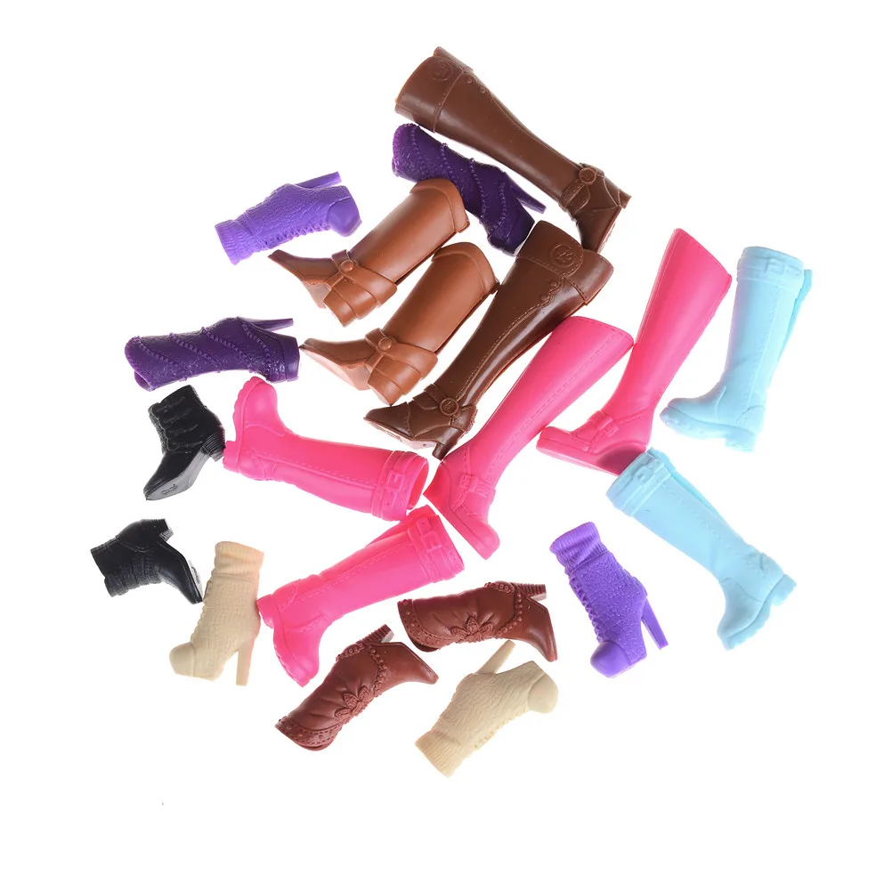 Fashion Colorful Boots Assorted Casual High Heels Long Barrel Cute Shoes Clothes For Doll Accessories Toys Mixed Style 1 pair