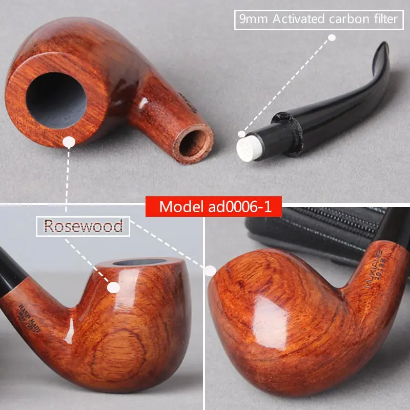 RU MUXIANG 16 Types Rose Wood Smoking Pipe  Handmade Wood Tobacco Pipe Smoking Pipe   ad0003-ad0020