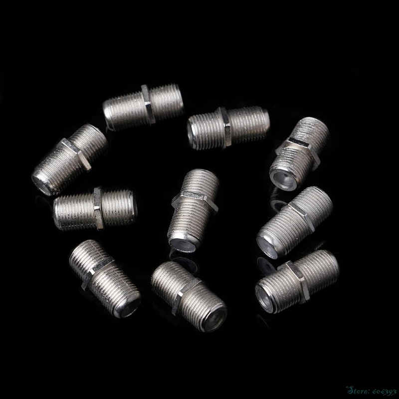 10 Pcs Joiner Barrels Connector F Plug Coupler Adaptor 4 for Sky Plus for HD TV