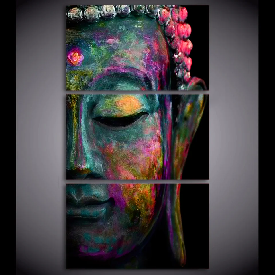 HD Printed 3 Piece Canvas Wall Art abstract Zen Buddha Face Painting Modular Wall Art Canvas art drop shipping CU-2170D