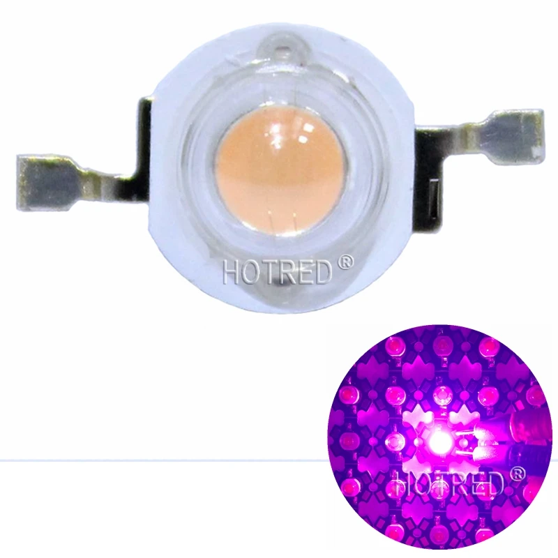 50pcs LED 3W 400nm-840nm Full Spectrum Pink Grow Light LED Chip 45mil 700mA Plant COB Lights Broad Spectrum Diode