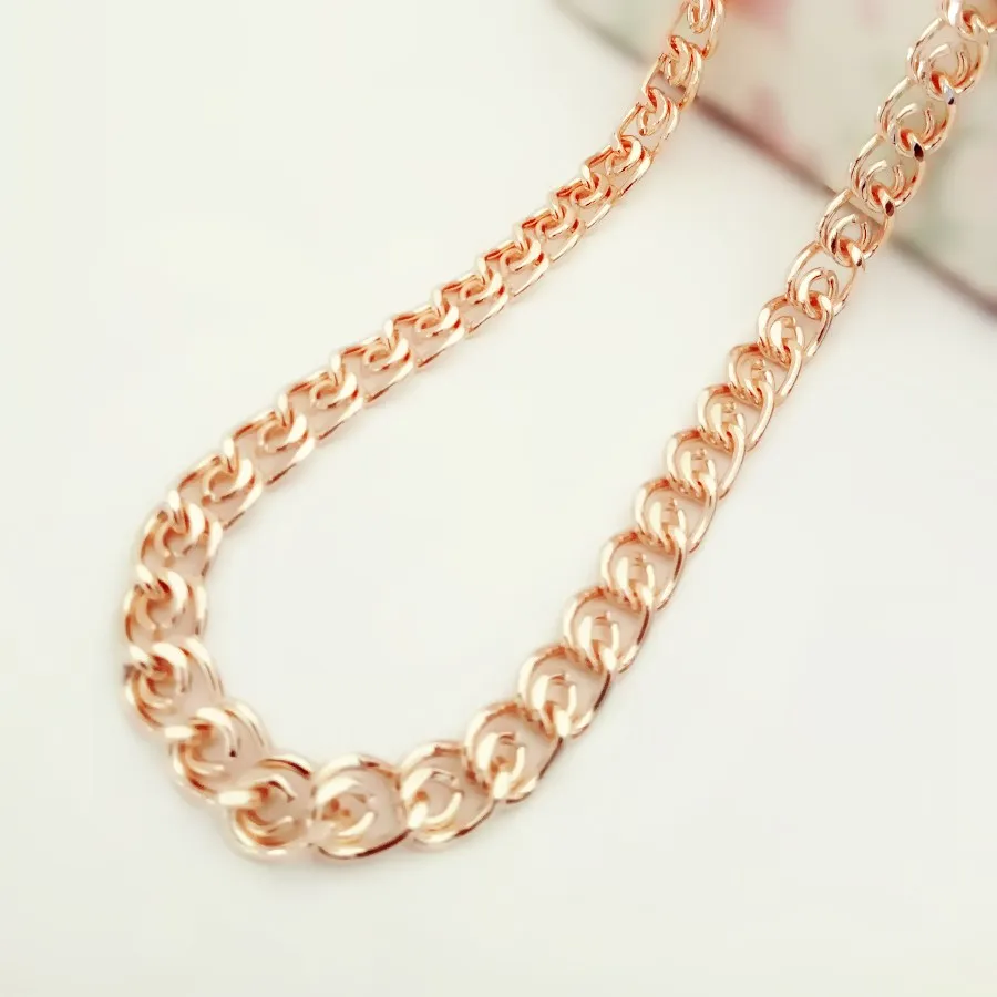 Men Fashion Necklace Rose 585 Gold Color Jewelry Men Gold Necklace Copper 8MM 50CM Long Women Men Necklaces Factory Direct