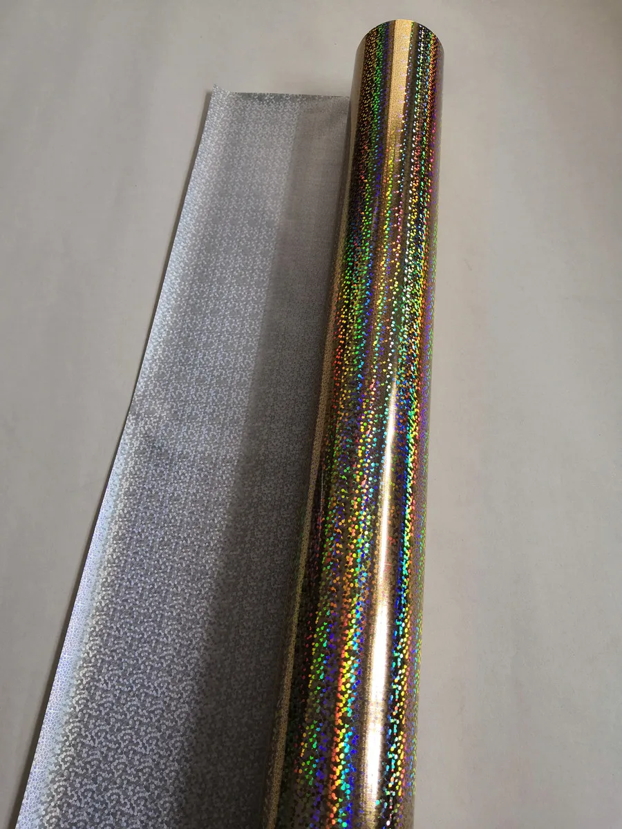 Holographic foil gold color random dot pattern A09 hot press on  paper card or plastic stamping foil transfer foil