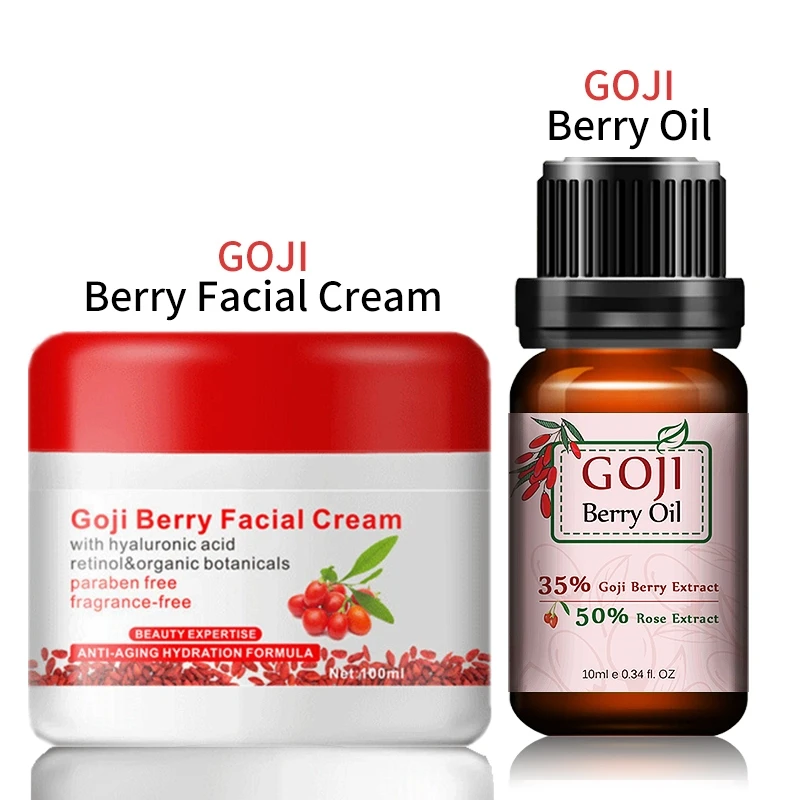 

2Pcs/lot Goji Facial Cream Plus ASS Hyaluronic Acid Goji Berry Essentian Oil Rose Flavor Chinese Wolf Berry Anti-Wrinkle Cream