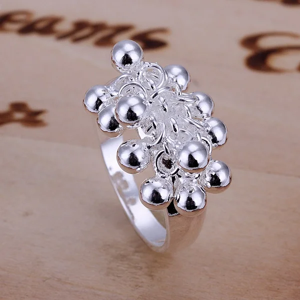 wholesale weomen lady wedding festival gifts Silver color grape Rings unique style beautiful trendy Jewelry Free shipping R016