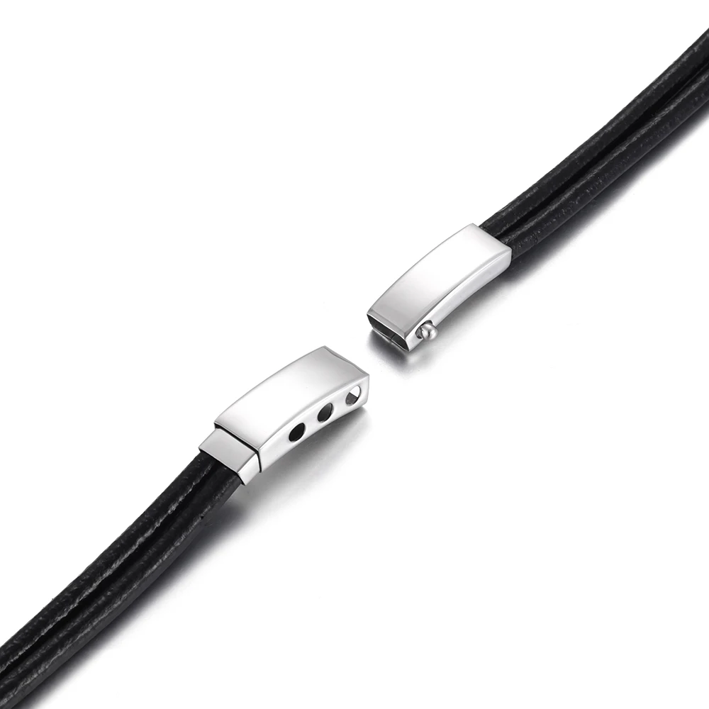 Stainless Steel Bayonet Clasp Hole 8*4mm Adjustable Curved Tube Leather Cord Clasps DIY Bracelet Jewelry Making Supplies