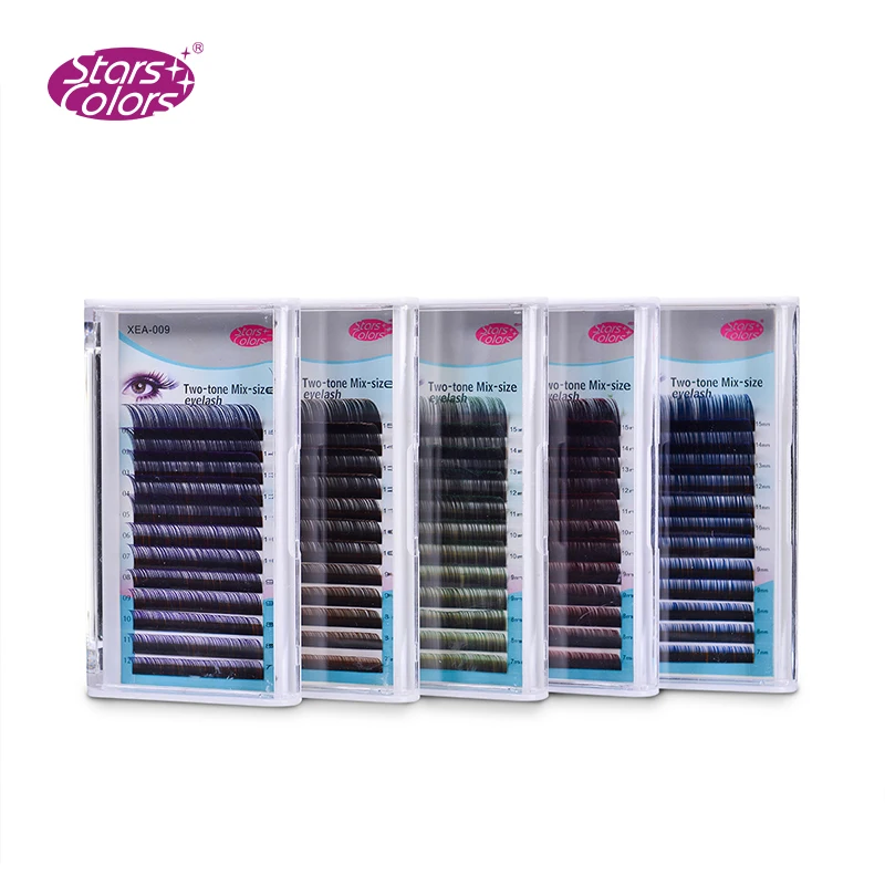 Green/Purple/Pink/Blue/Brown/Red Mink False Eyelashes Soft Makeup Lashes Mix size 7-15mm Individual Eyelash extensions