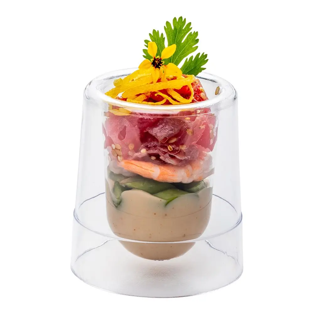 Mini Tasse à Dessert à Double Paroi Transparente, Fournitures pour Poulet de ixà la Maison, 50x50x75mm/60ml, 10 Pièces