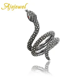 Size 7-9 Cool Ring Snake Jewelry With Red Eye Vintage Animal Jewelry For Men and Women Fashion Gift Anillo De Serpiente