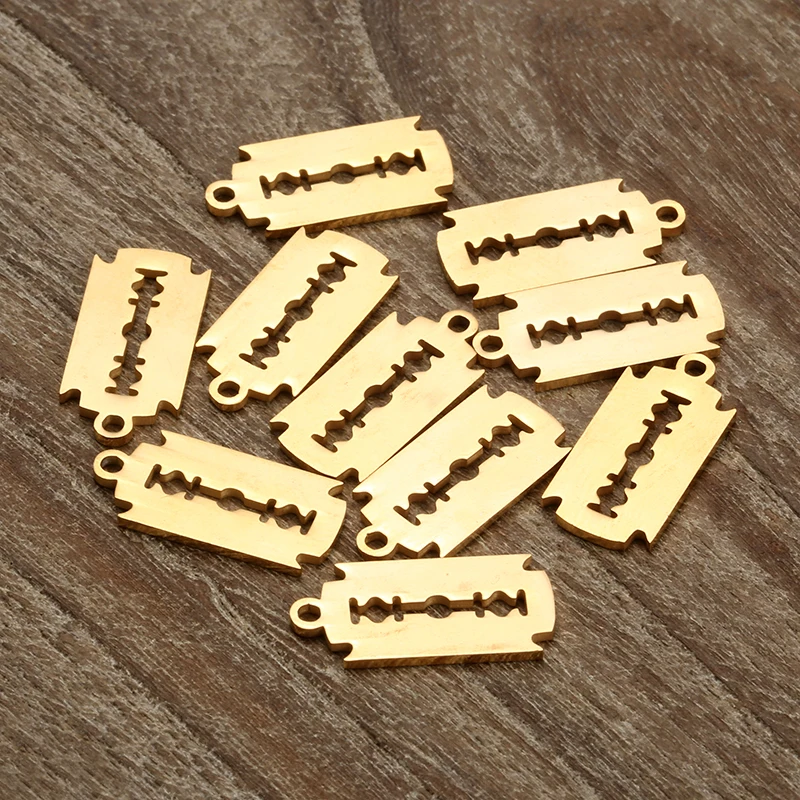 10PCS European Stainless Steel Razor Charms Pendant For Jewelry DIY Making Geometric Charm Pendants  Accessories