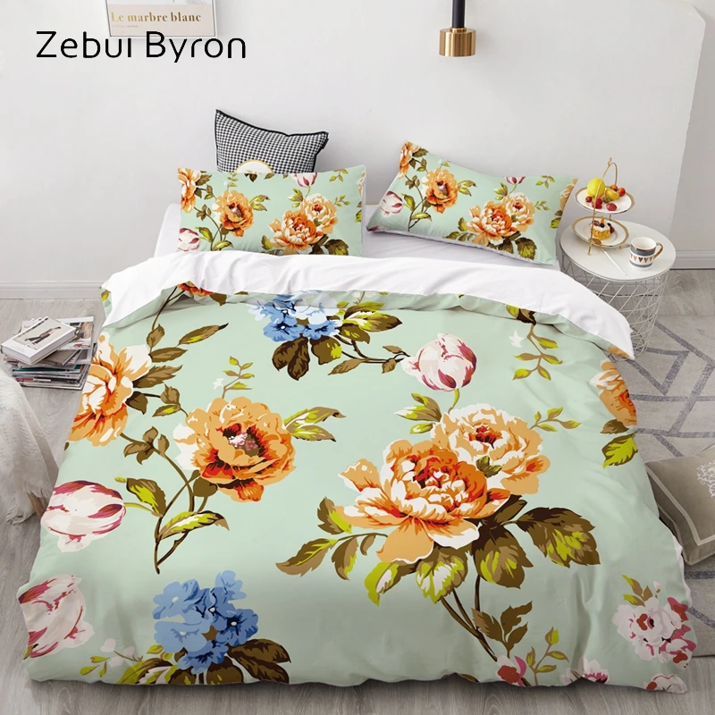 3D HD Print Bedding Set Custom/King/Europe/USA,Duvet Cover Set Queen/King,Quilt/Blanket Cover Set Bedclothes Flower Rose peony