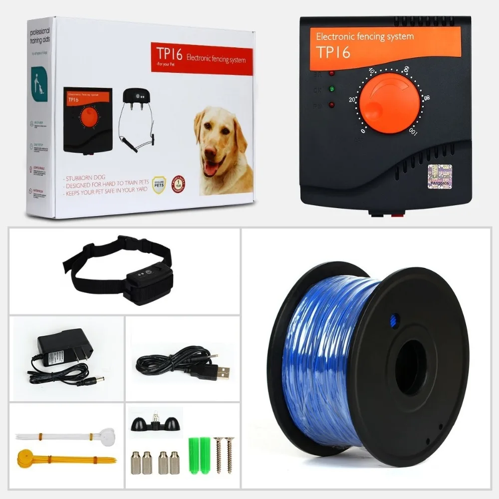 TP16 Pet Dog Electric Fence, Rechargeable Waterproof, 6 Level, Dog Wired Fence Containment, Pet Training Collar, Anti Run Away