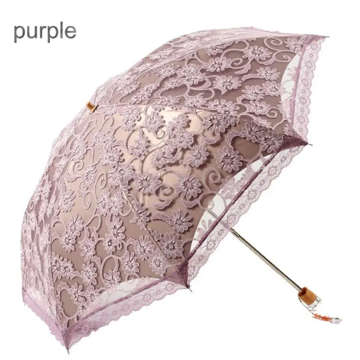 Free shipping  Aestheticism lace sun umbrella double vinyl umbrella rainy sunny umbrella  Ms wedding  fashion folding umbrella 1