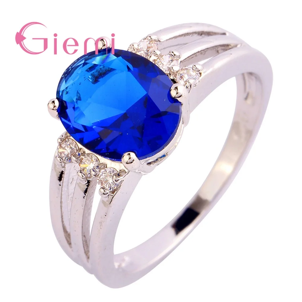 Big Oval CZ Zircon Stone Rings for Women Fashion 925 Sterling Silver Wedding Engagement Jewelry For Valentine Anniversary Gift