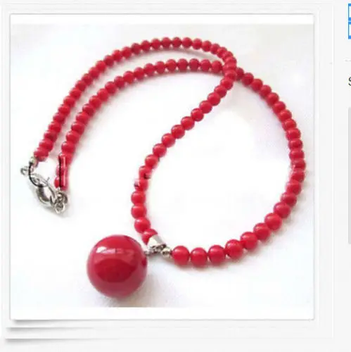 

ddh002164 Natural 6mm red coral rounds beads necklace 12mm sea shell pearl Necklace AAA