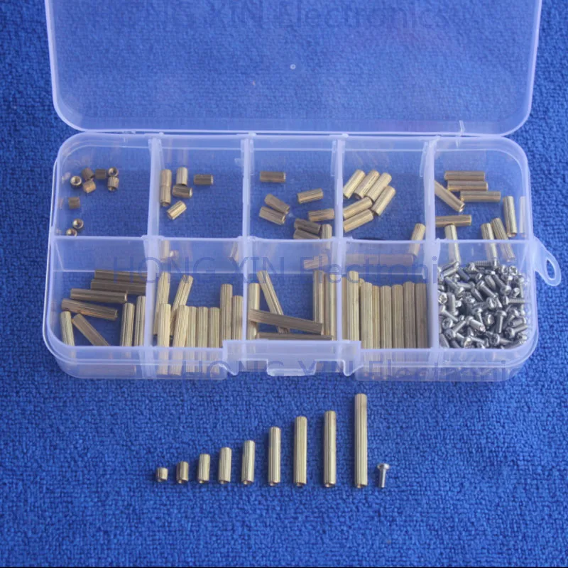 270Pcs/M2 PCB Threaded Female Brass Standoff Spacer Board Screws Nut Assortment kit set