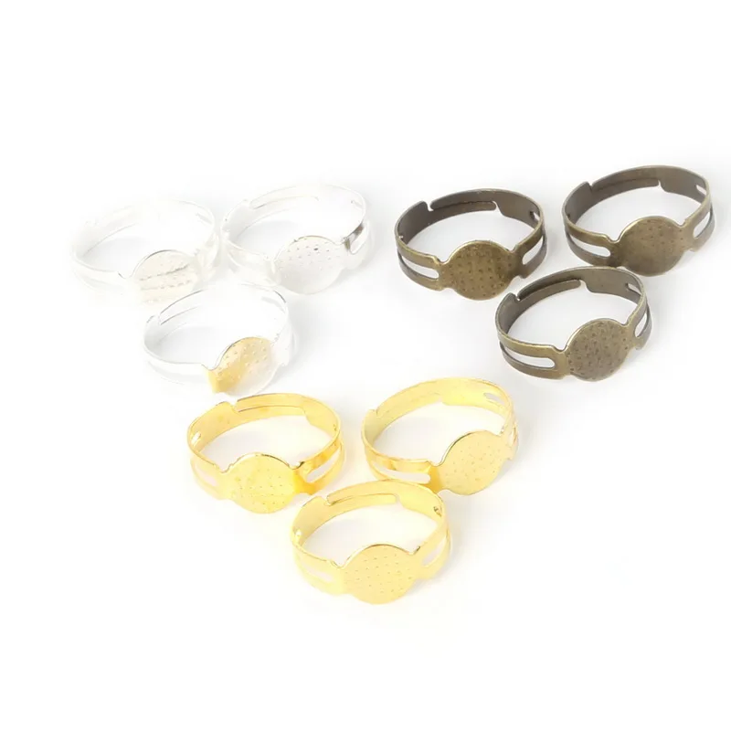 Wholesale 4 Colors 20-40pcs/lot Open Ring Circle With Pad Adjusted Flat Ring Base 18mm&19mm Mesh 16mm For Jewelry Making