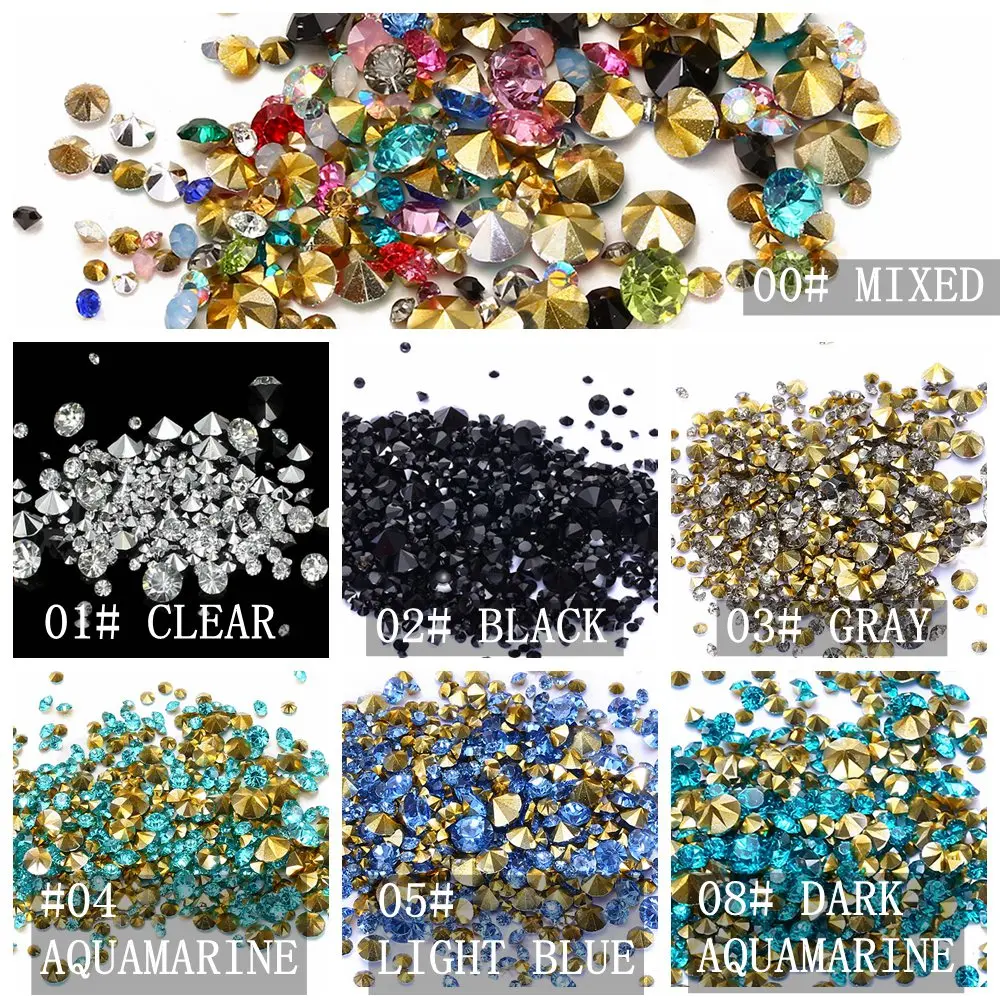 Mixed Sizes 1000pcs Many Colors To Choose Point Back Resin Rhinestones Round Glitter Beads For Jewelry Making DIY Supplies