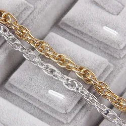 Double Open Link Chain para DIY Fazer Jóias, Metal, Prata, Rosa, Ouro, O Forma Colar Correntes, Bulk Fit Pulseiras, Descobertas