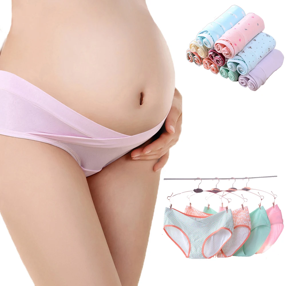 

3 Pcs Cotton Low Waist Pregnancy Panties Underwear Woman Nature Color Female Short Panties U Belly Pregnancy Care Wearpants