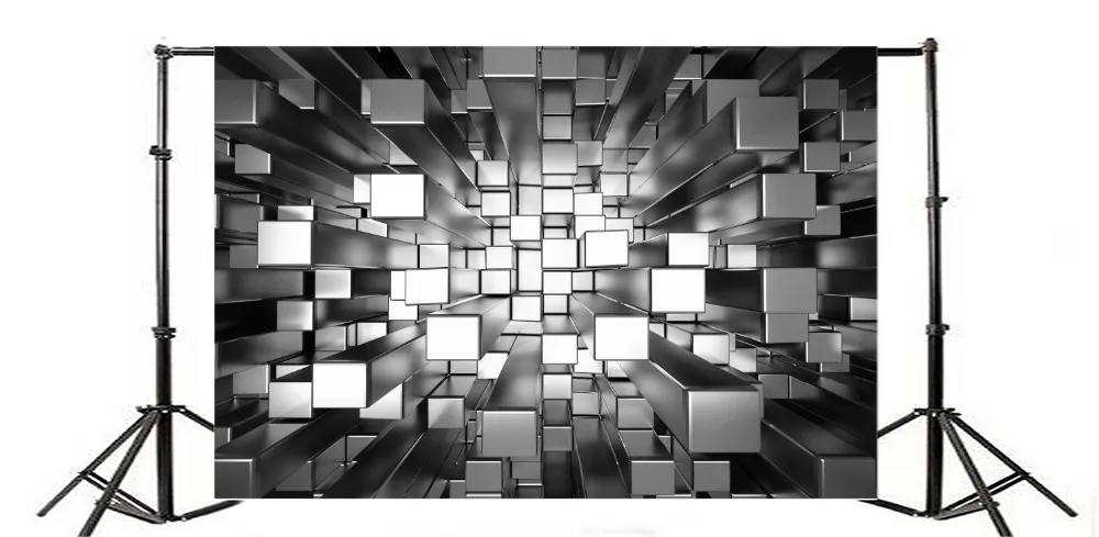 Laeacco-독특한 3D 금속 사각형 벽돌 기둥, 초상화 패턴 사진 배경 포토콜 사진 스튜디오