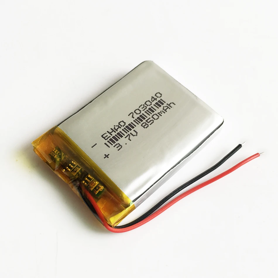 Batterie aste en lithium polymère Lipo, 3.7V, 850mAh, 703040, appareil photo, DVD, livre électronique, casque Bluetooth, enregistreur, montre GPS, 10 pièces