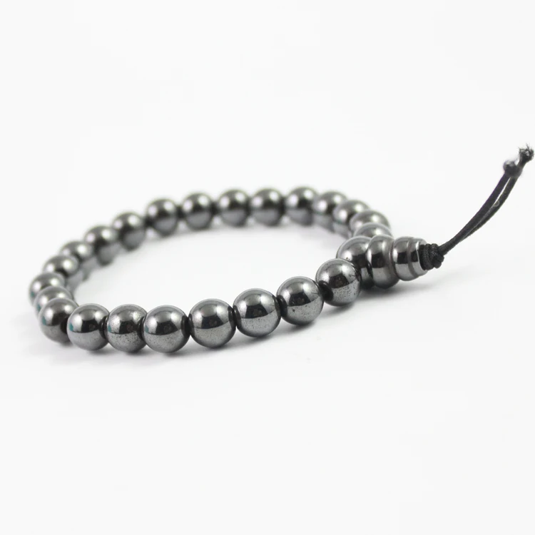 Magnetic Hematite Beaded Bracelet 8MM Round Beads Bracelet Black Bracelet Health-care Energy Lose Weight Bracelet for men women