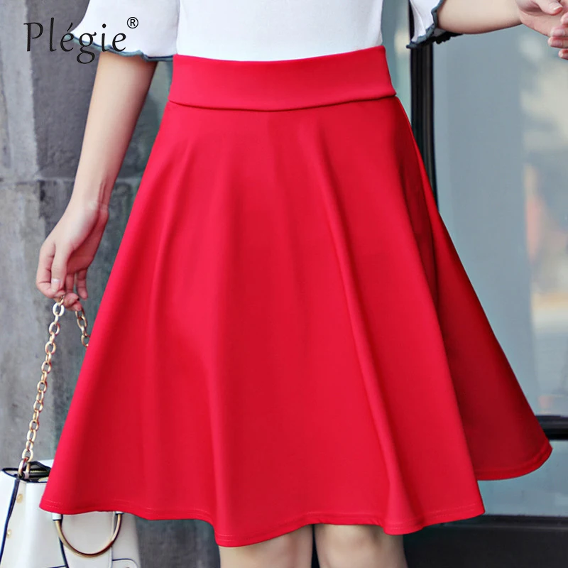 Plegie Skirts Womens High Waist Midi Skirt Spring Autumn Streetwear Knee Length Skirt With Safety Pants Faldas Mujer Moda 2022