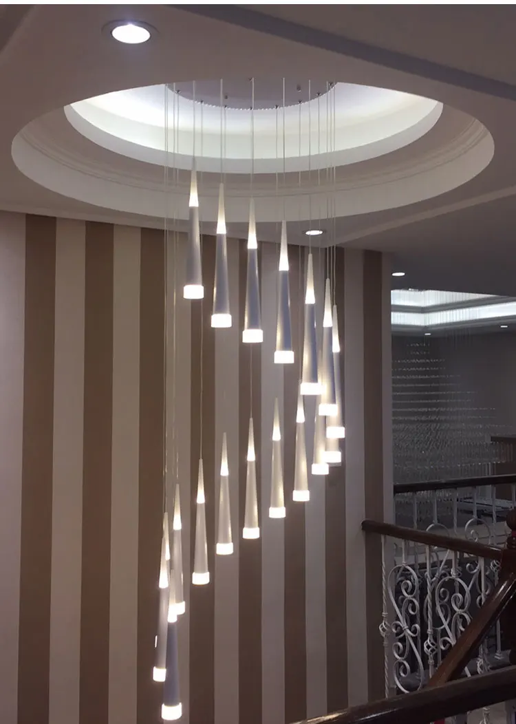 Hotel hall Aluminum LED Spiral Pendant Lights Led strip Stairwell lighting Staircase pendant Lamps for shopcase led Hanging Lamp