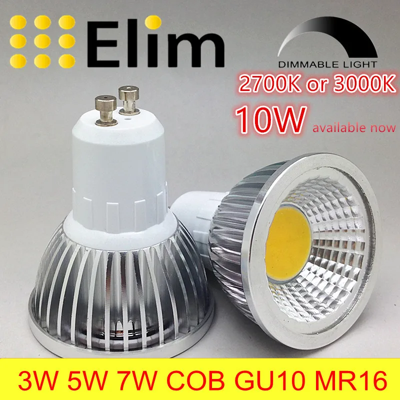 4pcs/Lot LED Bulb LED GU10 COB MR16 Dimmable 2700K 3000K Warm White 3W 5W 7W 10W Spotlight Replace Halogen Energy Saving Lamp