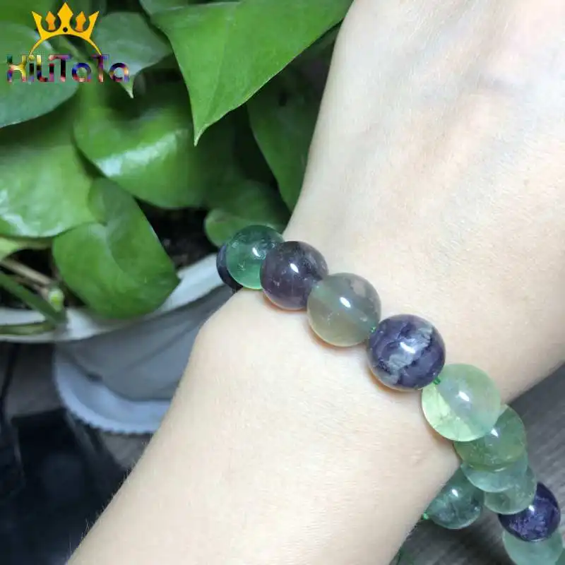 Natural Stone Round Colorful Fluorite Quartz Loose Beads For Jewelry Making DIY Bracelet Necklace Accessories 15\'\' 4/6/8/10/12mm