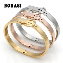 Classic Buckle Series Bracelet For Women/Men Stainless Steel Bangle Gold Color Fashion Charm Bracelet Bijoux Jewelry