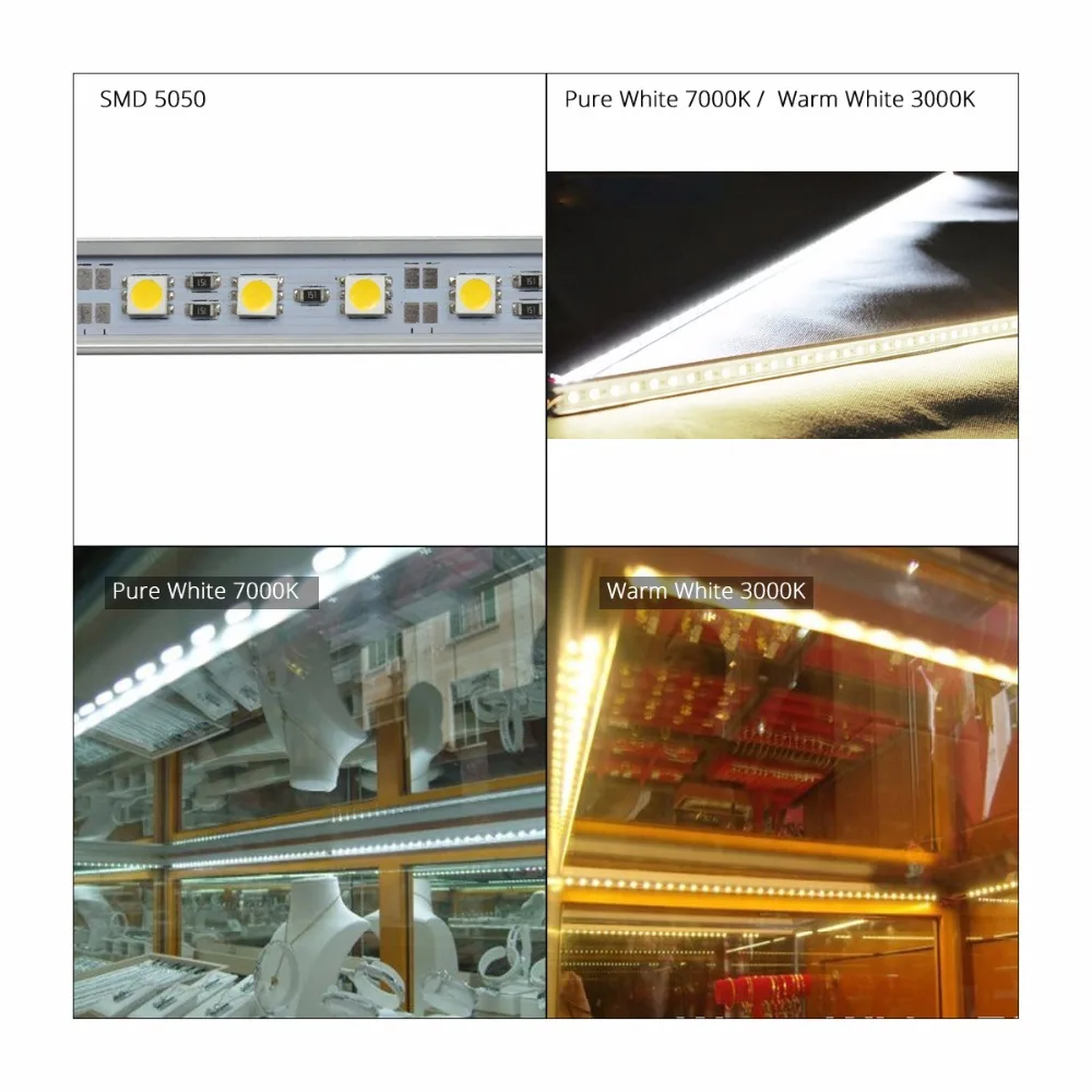 10PCS  LED Strip Bar Light SMD 5050 12V U-Type Rigid Aluminium shell with milky Transparent cover for Kitchen Show Case Cabinet