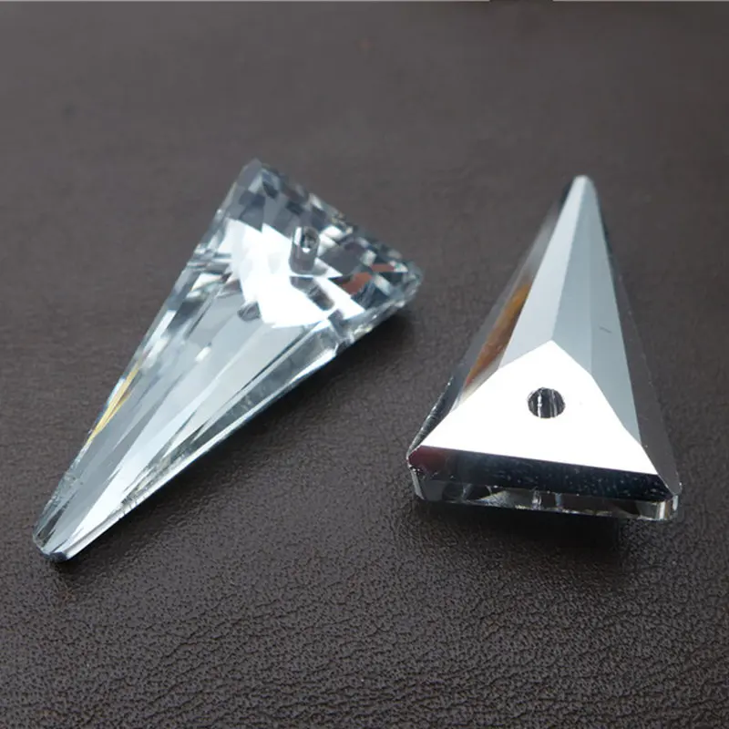 12pcs 38mm Austrian Crystal Triangle Shape Pendants Glass AB Rainbow Lamp Chandeliers Beads Rhinestone For Jewelry Making K9