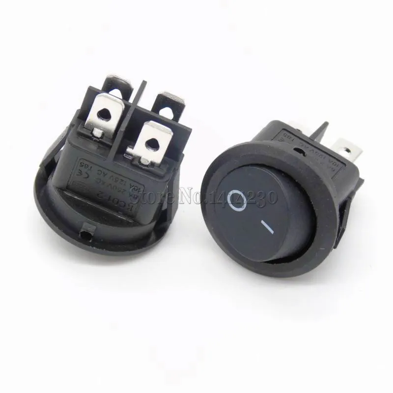 10Pcs 23mm Round Black 4 Pin 10A/125V 6A/250V AC 2 Position DPDT ON-OFF Rocker Switch Snap-in