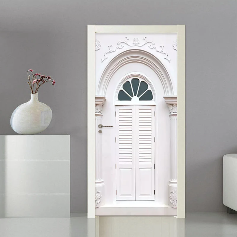 

3D Sticker European Style Wallpaper Living Room Bedroom Creative Door Sticker PVC Waterproof Wall Decals Mural