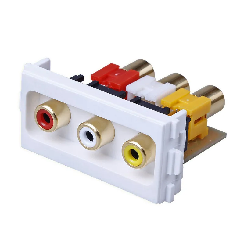 1PC YT1584 86mm Electrical Sockets RCA AV audio video socket Avoid welding Three lotus socket The plug-in module