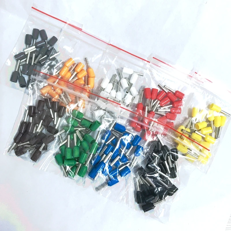 180PCS E1508 Tube Type Preinsulated Terminal Head Red White Black Green Blue Brown Gray Orange Yellow 9 Colour Each 20pcs