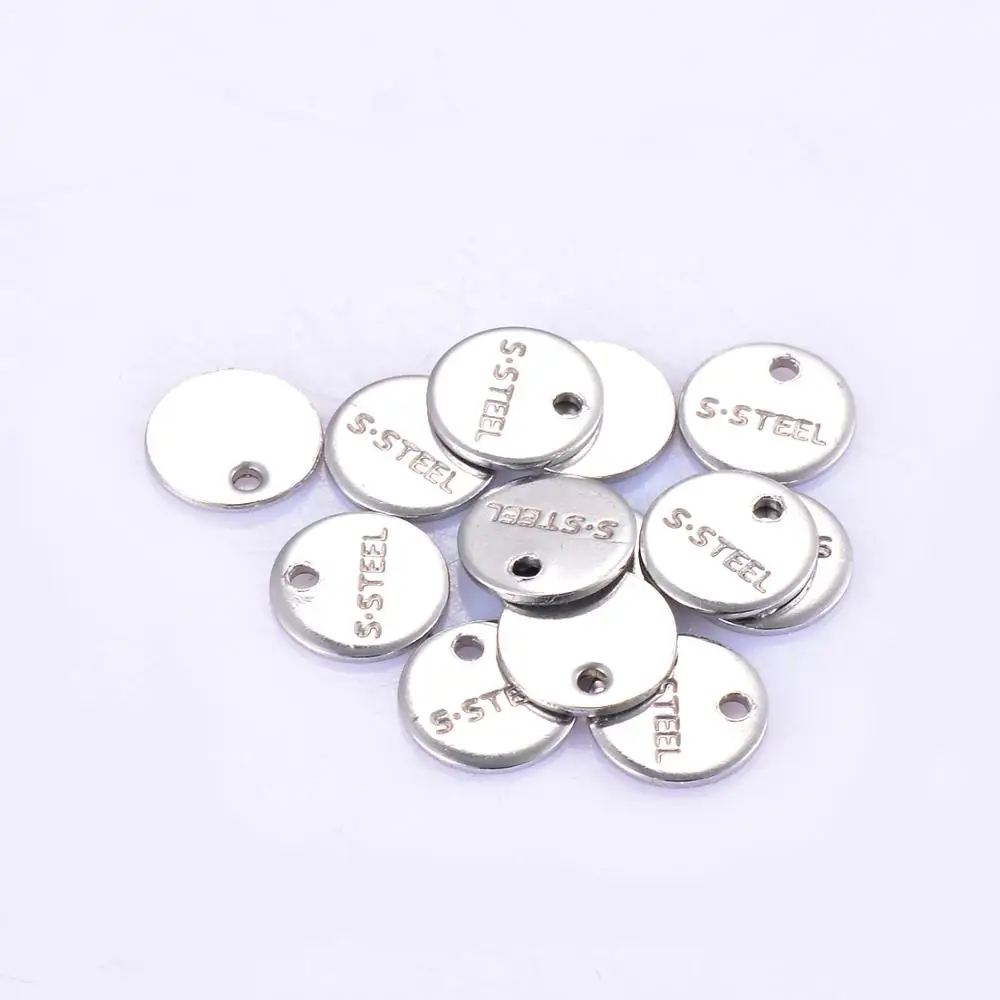 8mm of 50pcs Silver Tone Stainless Steel S.Steel Stamping Tags ID Necklace Jewelry Makings DIY Tag for Logos Not Turn Off Color