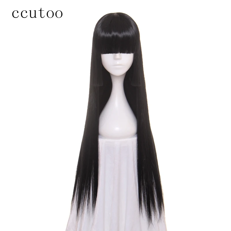 ccutoo Jabami Yumeko 80cm X Long Hell Girl Enma Ai Straight Black Synthetic Hair Cosplay Wig