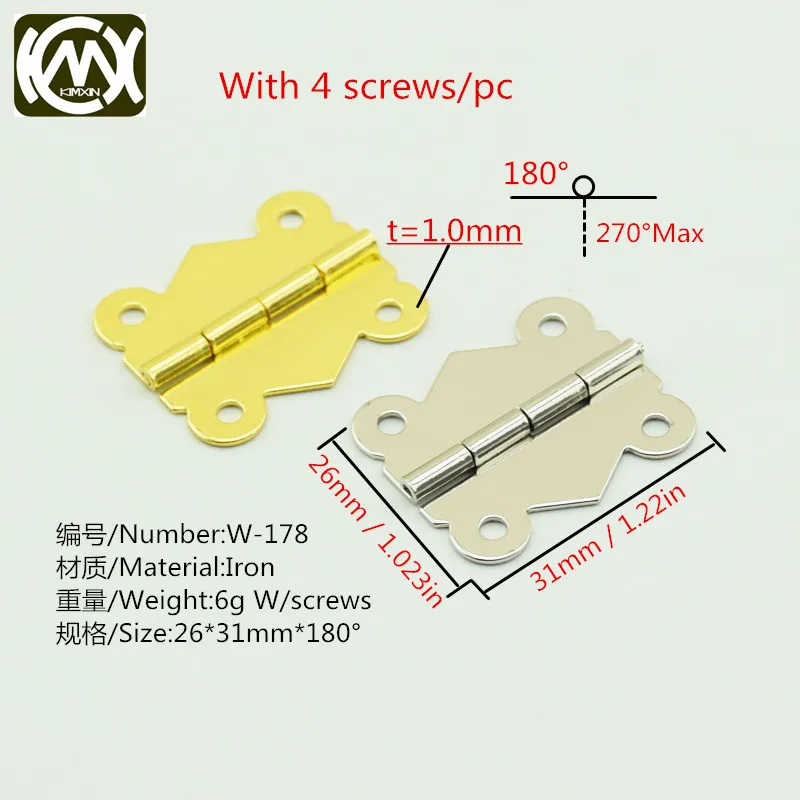 10pc 21*31mm In stock Iron mini hinge The plum blossom shape Woodbox hardware accessories jewelry box hinges Free shipping W-178