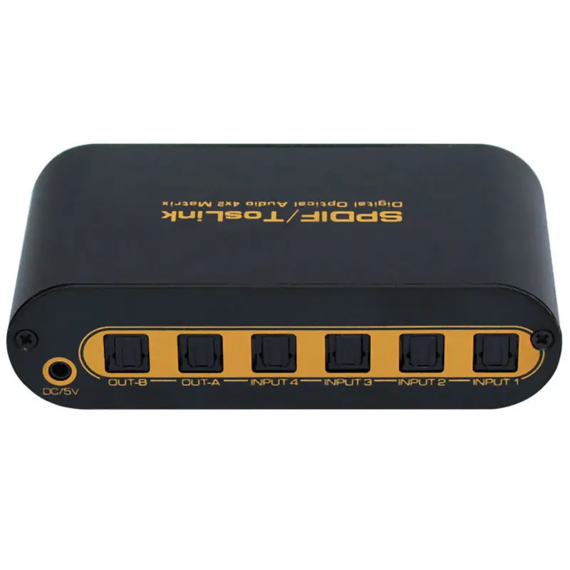 2 pcs คุณภาพสูงแบบพกพา SPDIF/Toslink Digital Optical Audio Converter, 4 อินพุต/2 เอาต์พุต 4x2 True Fiber Matrix พร้อมรีโมท