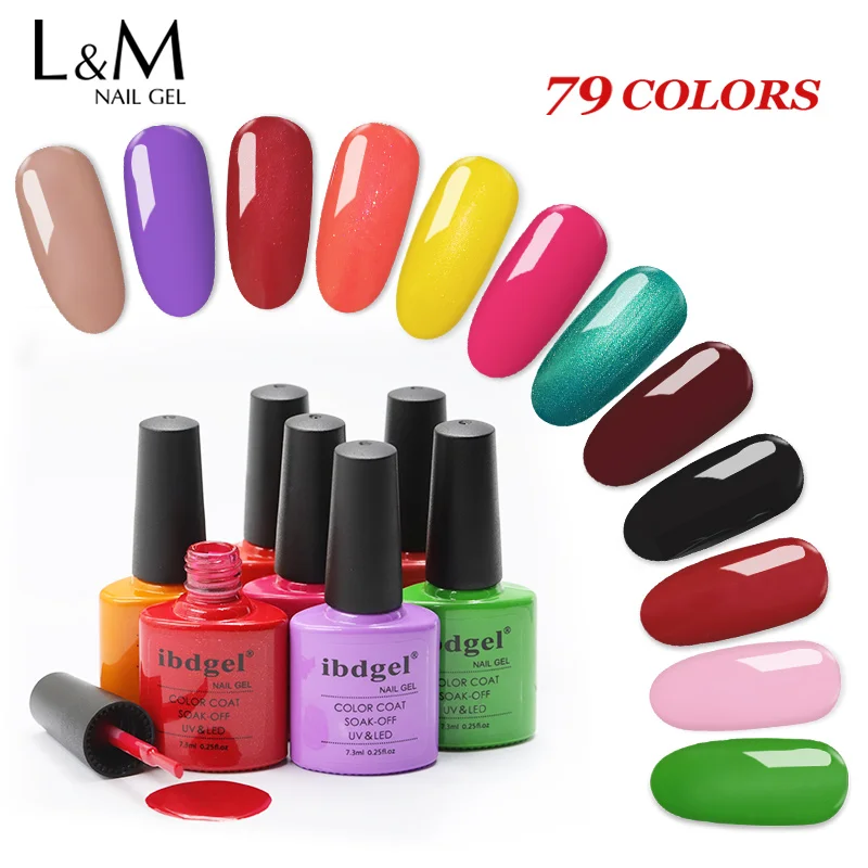 ibdgel nail gel polish 7.3ml Soak Off UV&LED 79 Colors Gel Nail Art Gel Polish for nails salon beauty lacquer