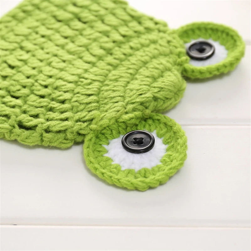 Frog Baby Newborn Hat Autumn Winter Knitted Crochet Infant Photography Hat Props Pictures Accessories