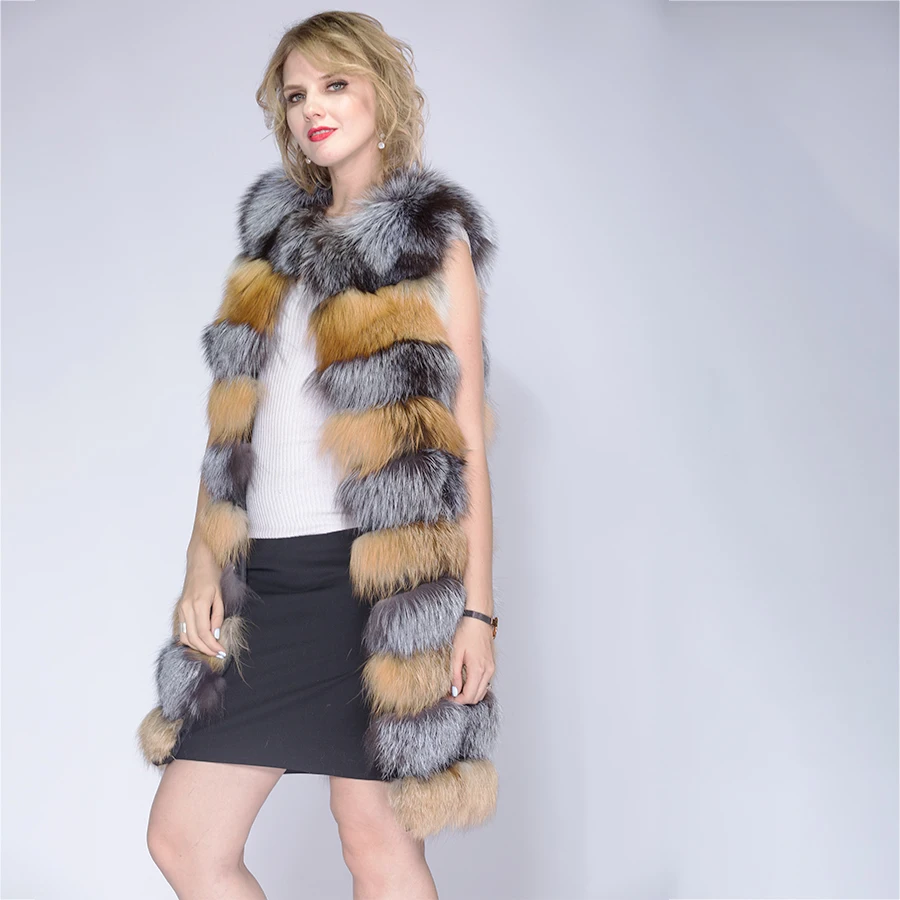 100% Real Fur Vest luxury Women Winter Fashion Style Natural Fur Vest Lady Whole Fox Fur Vests Top Quality Real Fur Coat Vest